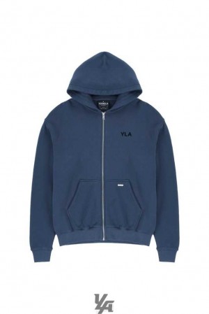 Navy Wash YoungLa 515 Monarch Zip-up Hoodie | 6804-VQPCE