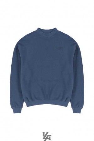 Navy Wash YoungLa 525 Monarch Mock-neck Sweater | 1892-FTVIS