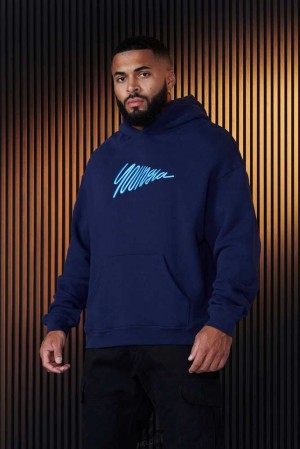 Navy YoungLa 510 - Wavy Hoodies | 7934-JRYVO