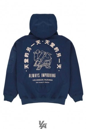 Navy YoungLa 521 Goat Hoodies | 8413-NZEUR