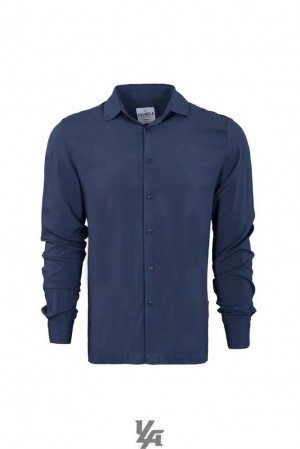 Navy YoungLa 804 Scarface Viscose Shirts | 0832-WUNBO