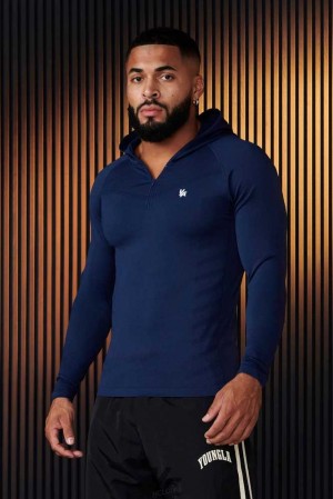 Navy YoungLa 832 - SuperVillain Compression Hoodies | 9540-WDXVF