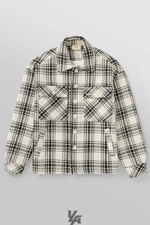 Off-White/Black YoungLa 519 - Woven Flannel Jackets | 3654-ADTNH