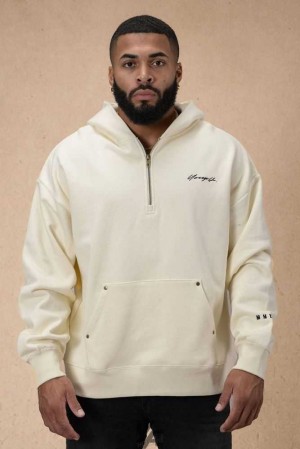 Off-White YoungLa 509 Rivet Quarter Zip Hoodie | 9718-GCBUA