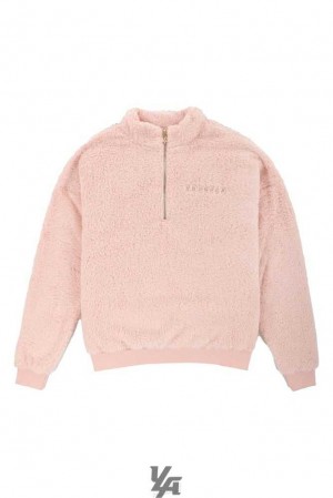 Pale Mauve YoungLa 505 Quarter Zip Teddy Fleece | 1203-VBWRH