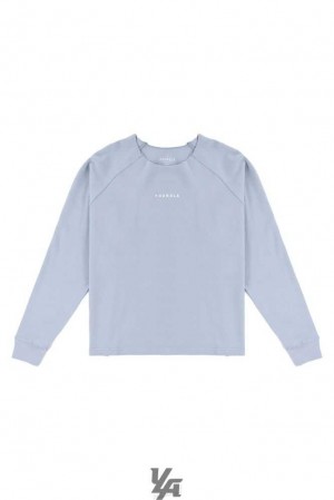 Pearl Blue YoungLa 815 Raw Neck Cloud Longsleeves | 9736-PNSEF