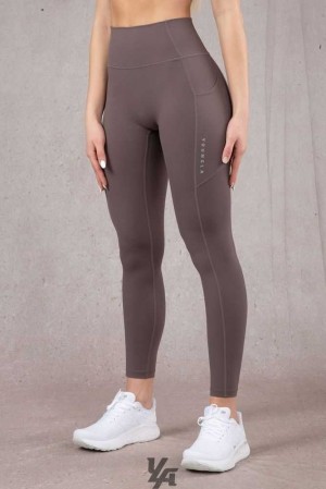 Plum Truffle YoungLa W214 Power Leggings | 1643-YVGRJ