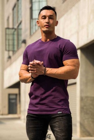 Purple YoungLa 411 Perfect Tee - Straight Bottom | 8792-XVTNH