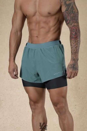 Sage Green YoungLa 124 - 6am Compression Shorts | 9042-BYEAT