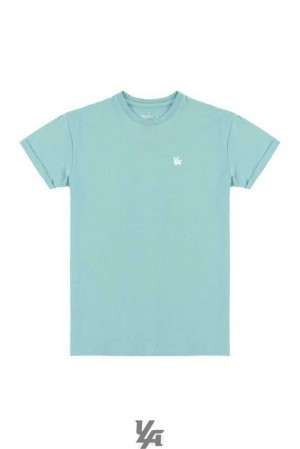 Sea Green YoungLa 425 Rolled Cuff Straight Bottom Tees | 7140-SMRPN