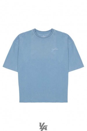 Sky Blue Wash YoungLa 464 Skyline Super Sized Tees | 2679-RUWQX