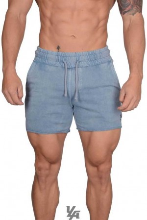 Sky Blue Washed YoungLa 102 Bodybuilding French Terry Shorts | 4326-WXRUB