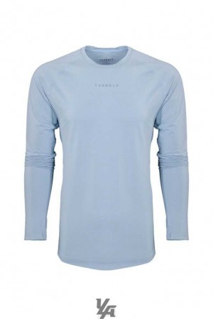 Sky Blue YoungLa 441 Performance Line Longsleeve Shirts | 7069-BXSMW