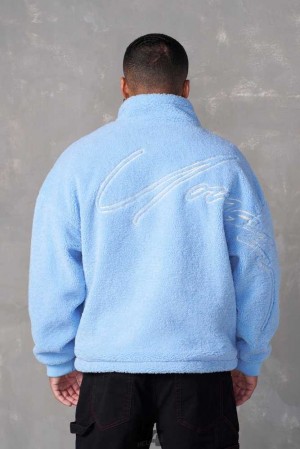 Sky Blue YoungLa 537 - Teddy Signature Jackets | 0796-CWJOH