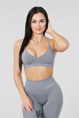 Stone Grey YoungLa W327 - Core Seamless Sports Bra | 1825-HFSVG