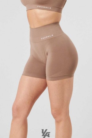 Tan Suede YoungLa W120 - Core seamless scrunch shorts Fall 23 | 2035-ECDXU