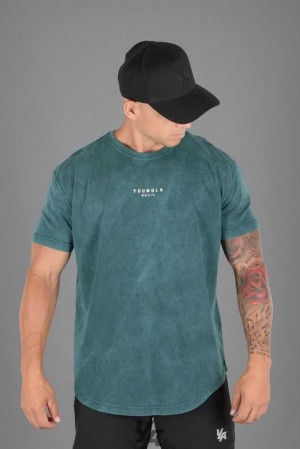 Teal Wash YoungLa 405 Tee Wavy Collection | 7298-KHGST