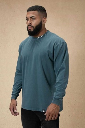 Teal Wash YoungLa 810 Trademark Longsleeves | 2564-YRVGD