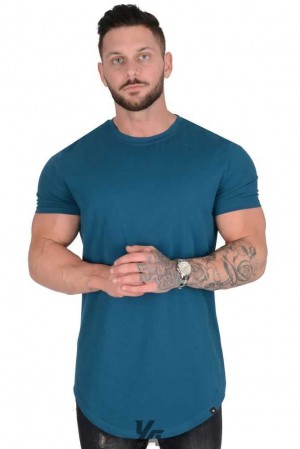 Teal YoungLa 402 Perfect Tee - Scallop Bottom | 2987-BUWQG