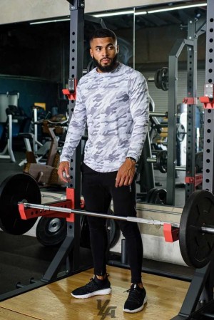 White Camo YoungLa 441 Performance Line Longsleeve Shirts | 8143-UCSBL