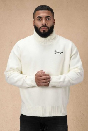 White YoungLa 512 Royalty Sweaters | 0958-DSMLU