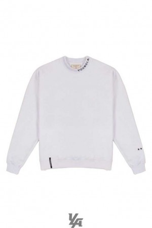 White YoungLa 557 Trademark Crewnecks | 3127-JKUCY