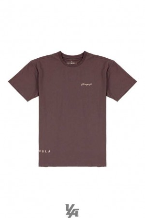 Wine Wash YoungLa 414 Signature Tees | 7914-IBHKX