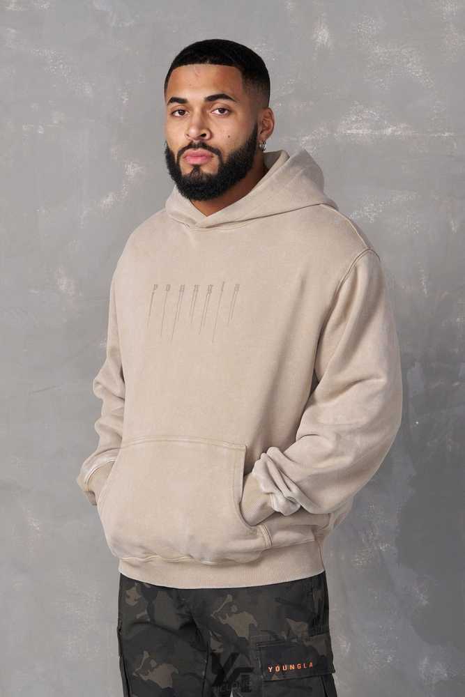 Beige Wash YoungLa 551 - Drippy Skull Hoodie | 0372-ZETRG