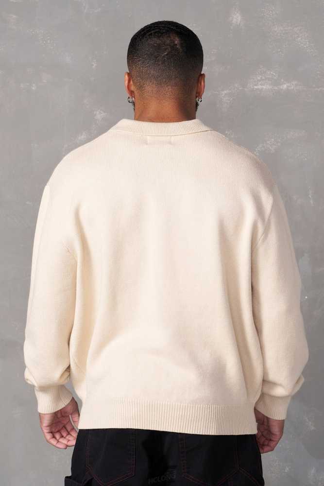 Beige YoungLa 508 - Knitted Polo Longsleeves | 6340-MNDRB