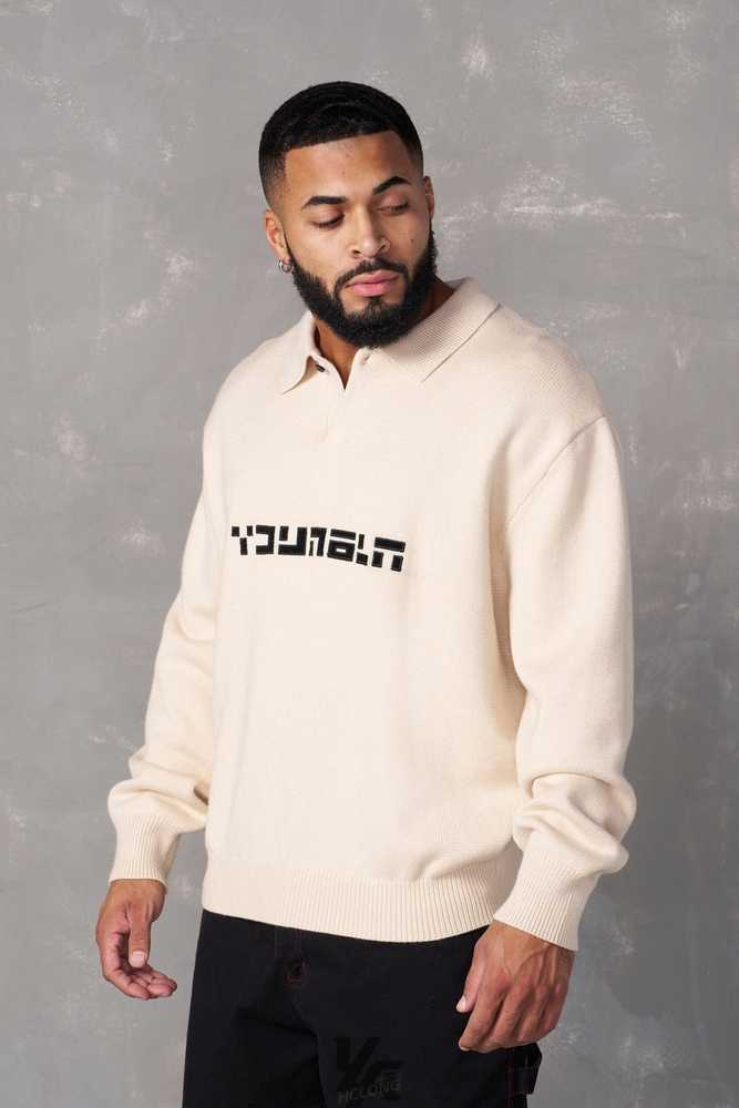 Beige YoungLa 508 - Knitted Polo Longsleeves | 6340-MNDRB