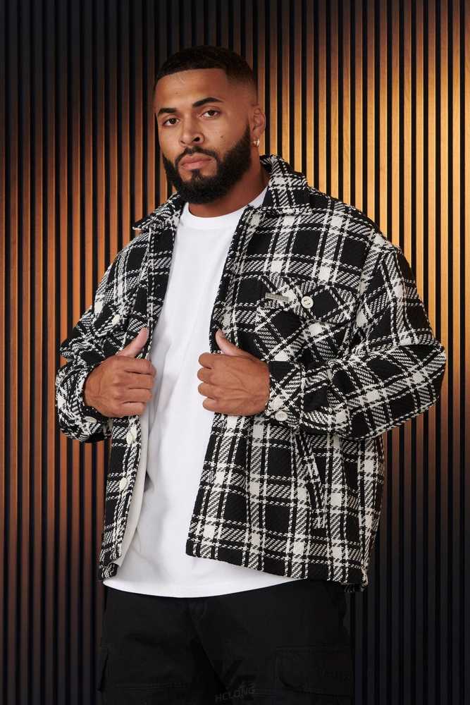 Black/White YoungLa 519 - Woven Flannel Jackets | 7625-SGPMT