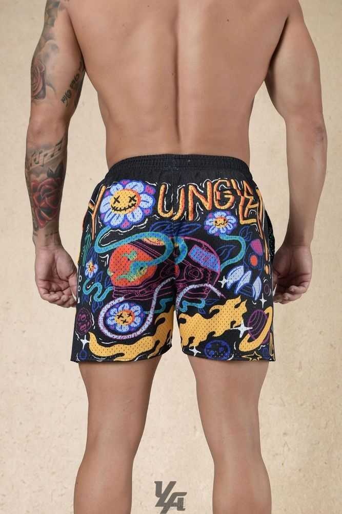 Black Chaos YoungLa 125 Graffiti Shorts | 8324-LYOJC