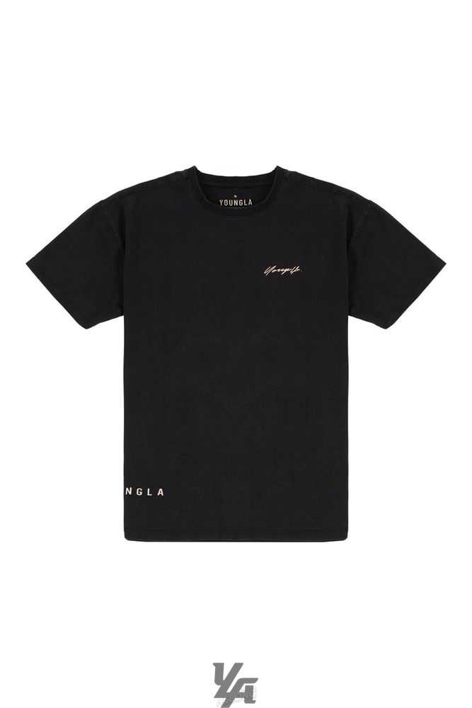 Black Wash YoungLa 414 Signature Tees | 6948-WVICY