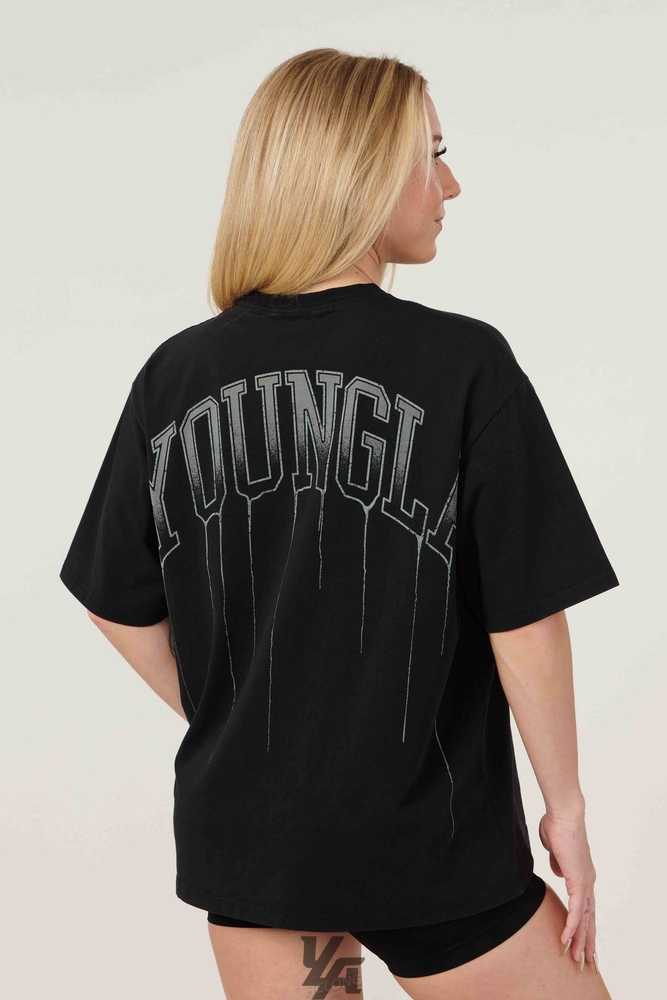 Black Wash YoungLa W428 - Drip Oversized Tee | 2473-URVEF