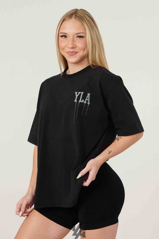 Black Wash YoungLa W428 - Drip Oversized Tee | 2473-URVEF