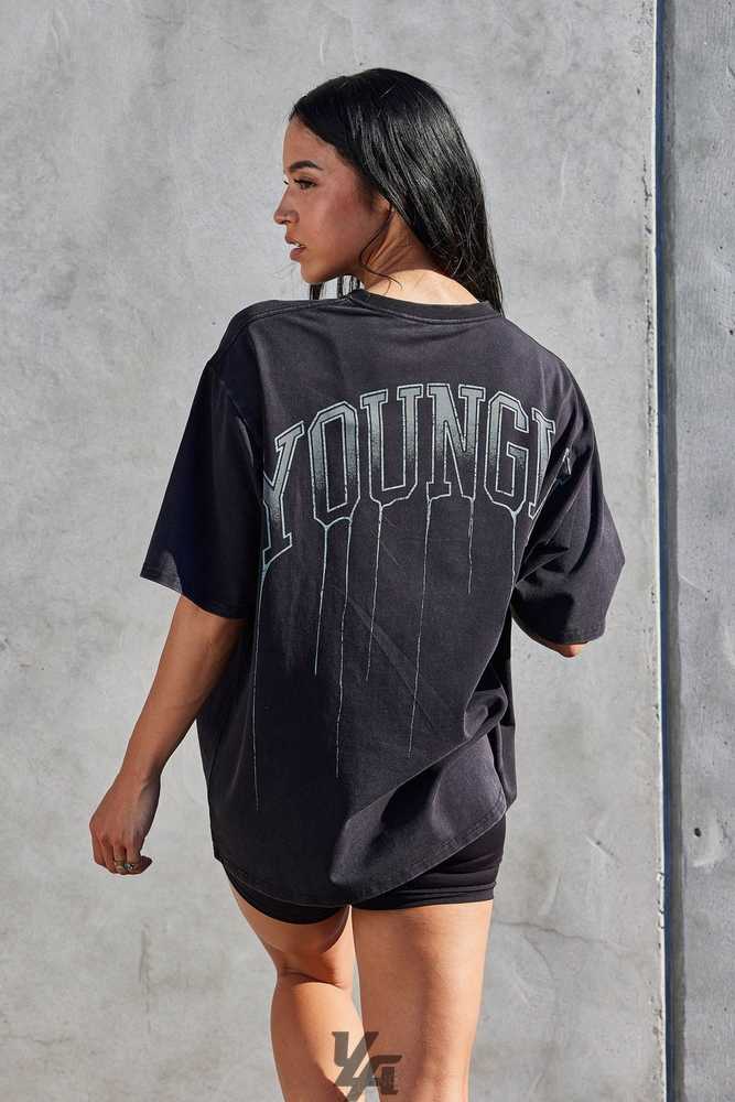 Black Wash YoungLa W428 - Drip Oversized Tee | 2473-URVEF