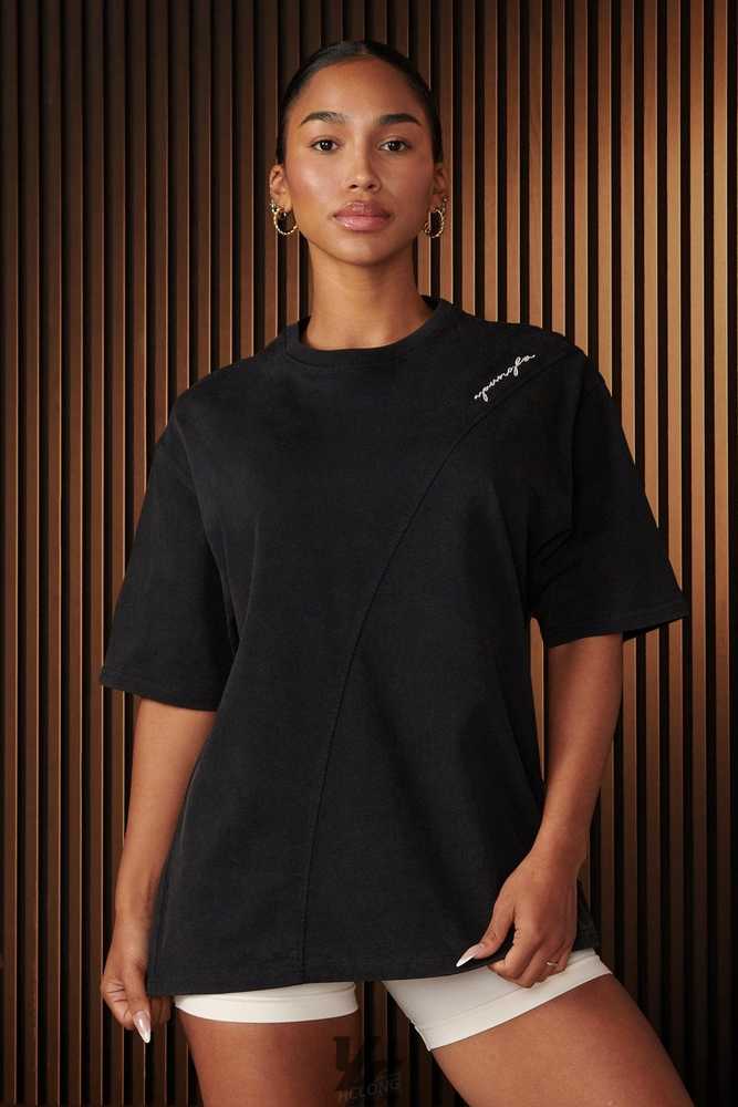 Black Wash YoungLa W431 - Curve Oversize Tee | 9804-IXERY