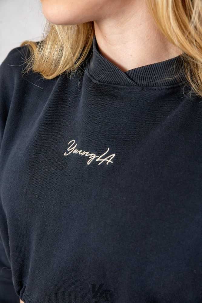 Black Wash YoungLa W507 Scrunch Cropped Sweatshirt | 0491-BOQAG