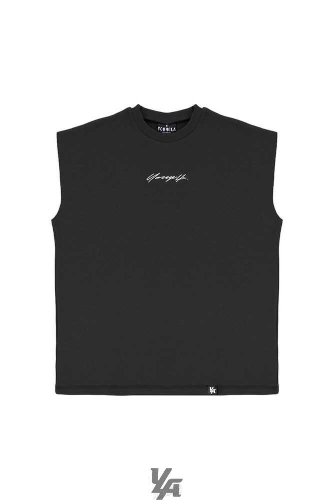 Black YoungLa 328 Drop Shoulder Cut Offs | 2387-JVDAY