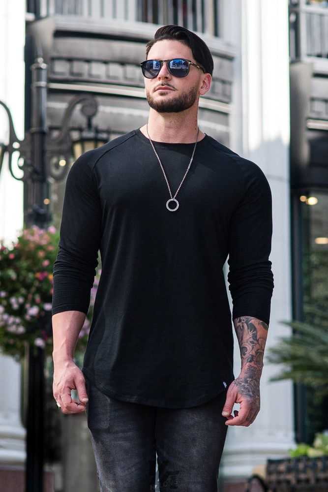 Black YoungLa 410 PERFECT RAGLAN LONG SLEEVE SHIRTS | 8761-AGEFI