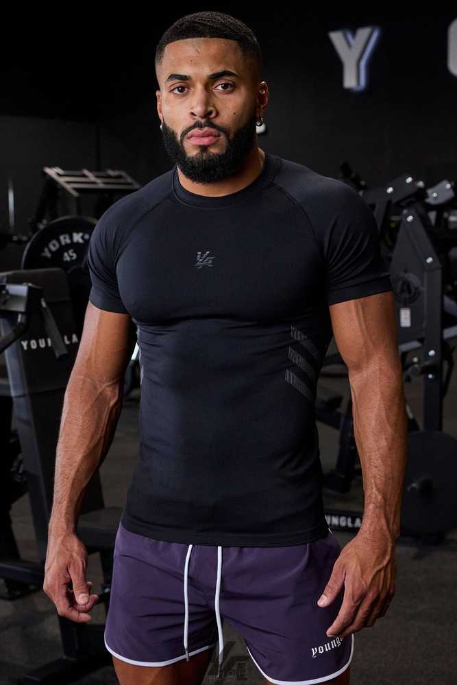 Black YoungLa 425 - Iron Compression Tees | 3620-ZPTSG