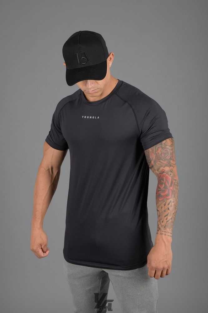 Black YoungLa 440 Performance Line Short Sleeve Shirts | 8961-ILOZG