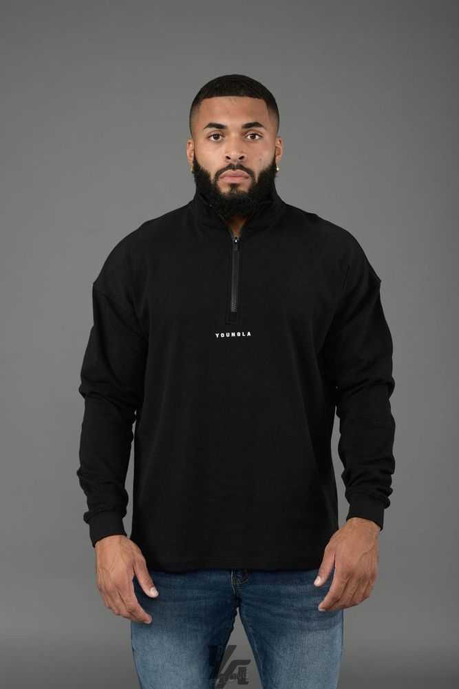 Black YoungLa 545 Cloud Quarter Zip | 4728-ZUVNT