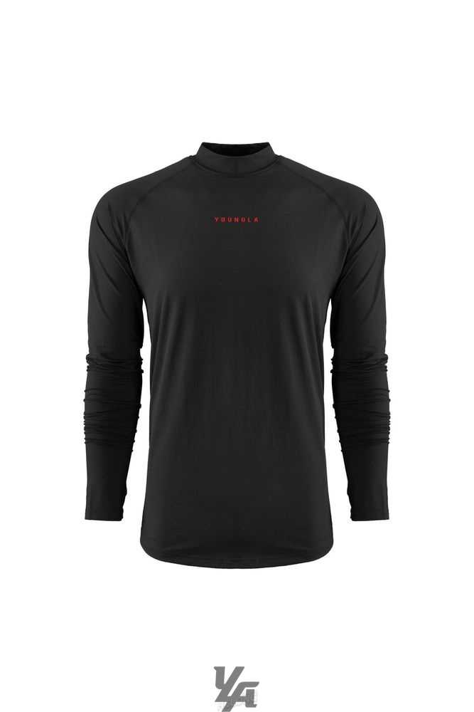 Black YoungLa 808 High Neck Compression Shirt | 2401-DRLNS