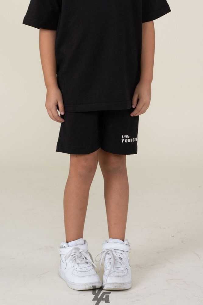 Black YoungLa L101 High-Density Logo Shorts | 6231-UTZER