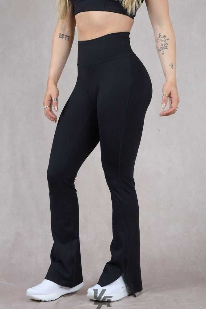 Black YoungLa W213 - Asana Flare Leggings | 1906-JKOFT