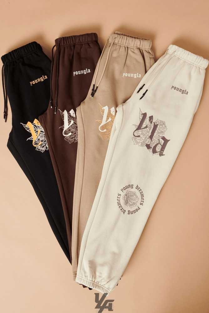 Black YoungLa W224 Rose Joggers | 0592-PSTHU