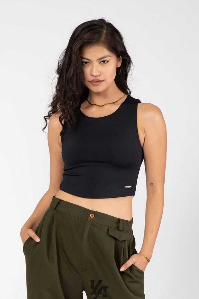 Black YoungLa W305 Full Cover Crop Tank | 7826-QSIUF