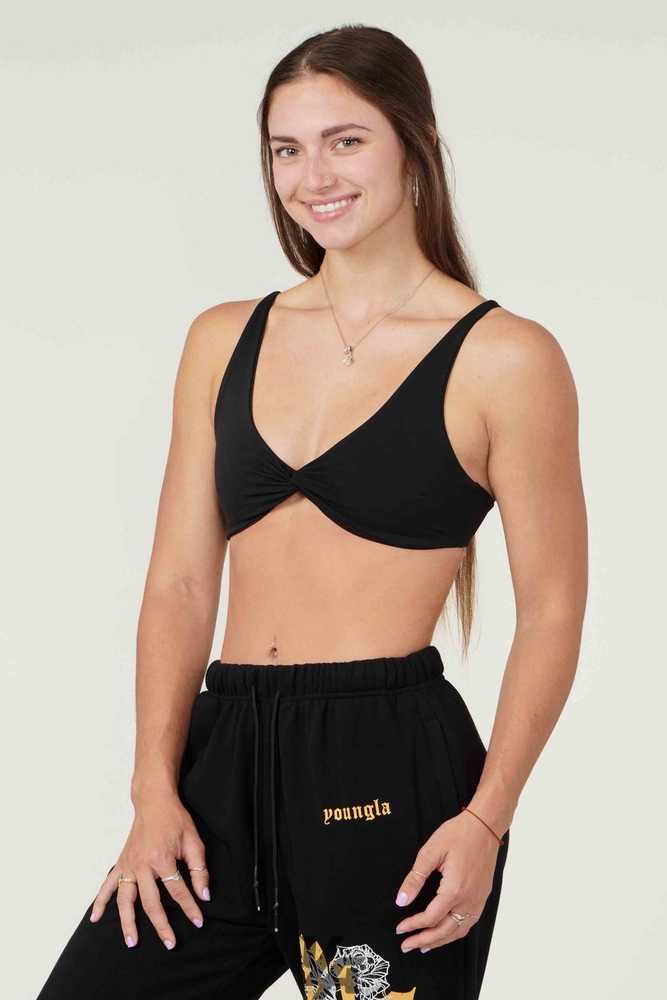 Black YoungLa W326 Spiral Sports Bra | 4209-WKNRT