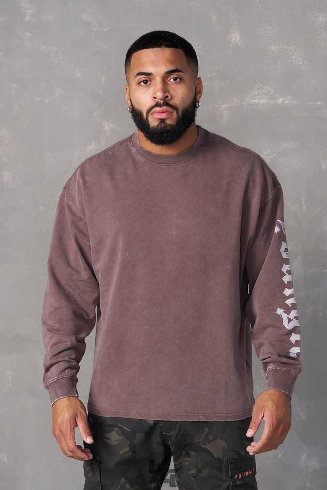 Brown Wash YoungLa 8028 - Chrome Longsleeves | 7018-RWAZH